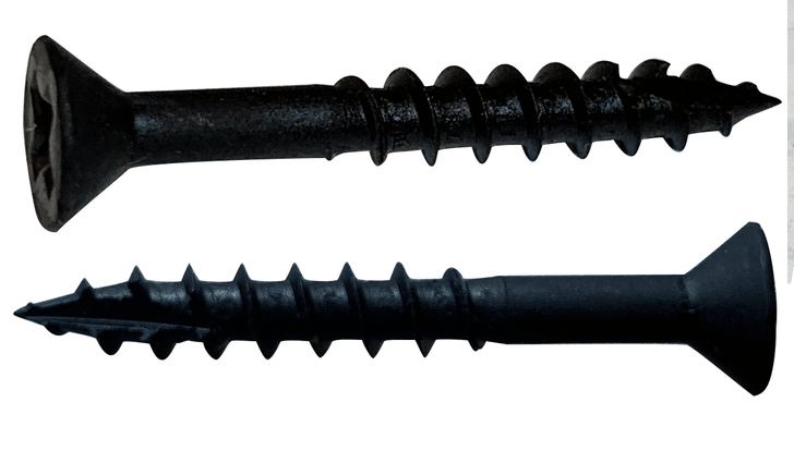 #6 x 1-1/4" Phillips Flat Head Deep Thread Cabinet Screw, Type 17, Steel, Black Oxide - PT (Box of 8000)