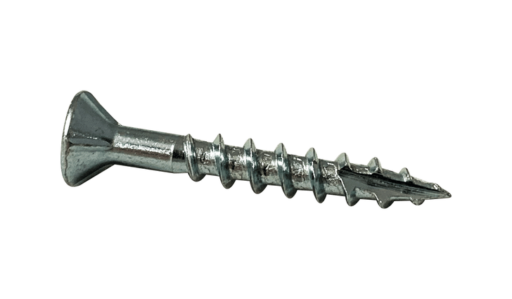 #8 x 2-1/4" Square Drive Flat Head w/ Nibs Deep Thread Cabinet Screw, Type 17, Steel, Zinc Clear - PT (Box of 2800)