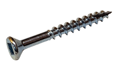 #6 x 1-1/4" Square Drive Flat Head Deep Thread Cabinet Screw, Type 17, Steel, Zinc Clear - PT (Box of 5000)