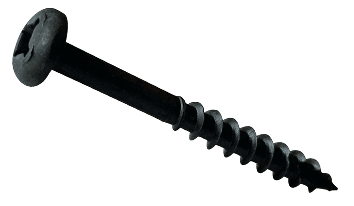 #8 x 2" Quadrex Drive Pan Head Deep Thread Cabinet Screw, Type 17, Steel, Black Oxide - PT (Box of 2000)