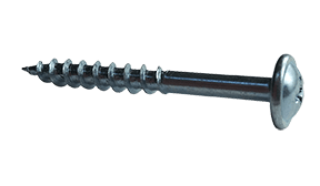 #8 x 1-1/2" Phillips Round Washer Head Deep Thread Cabinet Screw, Steel, Zinc Clear - PT (Box of 4000)