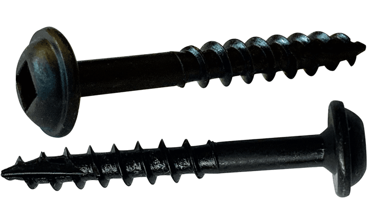 #8 x 3" Square Drive Round Washer Head Deep Thread Cabinet Screw, Type 17, Steel, Black Oxide - PT (Box of 800)