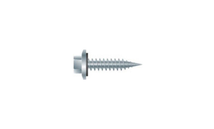 PGA1716 - #17 x 1"  Hex Flange Head w/ Neo Washer Pole Barn Screw, Type AB Sharp Point, Steel, Zinc Clear (1000 HR)  (Box of 2000)