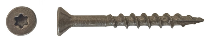 #10 x 4" WAR Coated Deck Screw, Flat Head w/ Nibs, Star Drive, Type 17 Point