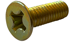 #4-40 x 1/2" Phillips Drive 82 Degree Flat Head Machine Screw, Steel, Zinc Yellow - FT (Box of 10000)