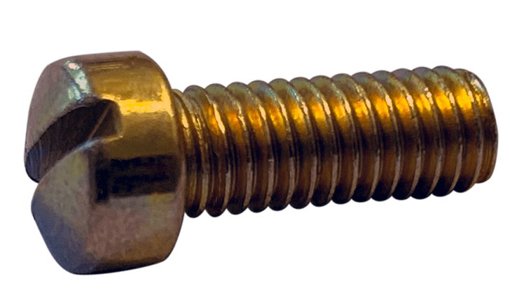 #12-24 x 3/8" Slotted Drive Fillister Head Machine Screw, Steel, Zinc Yellow - FT (Box of 6000)