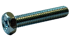 #8-32 x 3/4" Phillips Drive Indented Hex Head Machine Screw, Steel, Zinc Clear - FT (Box of 8000)