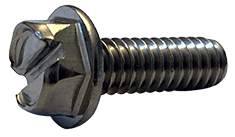#10-24 x 1/2" Slotted Drive Hex Washer Head Machine Screw, 18-8 Stainless Steel - FT (Box of 3000)