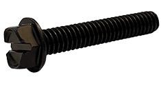 1/4"-20 x 2" Slotted Drive Hex Washer Head Machine Screw, Steel, Black Oxide - FT (Box of 1000)