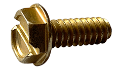 #10-24 x 1/2" Slotted Drive Hex Washer Head Machine Screw, Steel, Zinc Yellow - FT (Box of 7000)