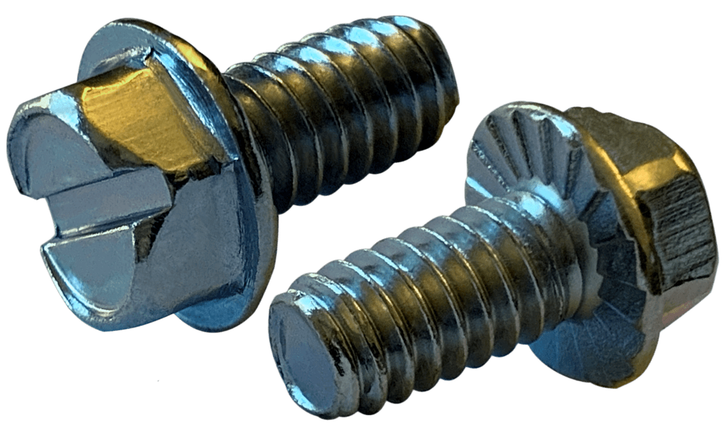 #10-32 x 1/4" Slotted Drive Hex Washer, Serrated Machine Screw, Steel, Zinc Clear - FT (Box of 9000)