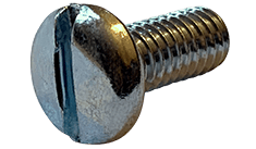 #10-24 x 7/16" Slotted Drive Pan Head Machine Screw, Steel, Zinc Clear - FT (Box of 8000)