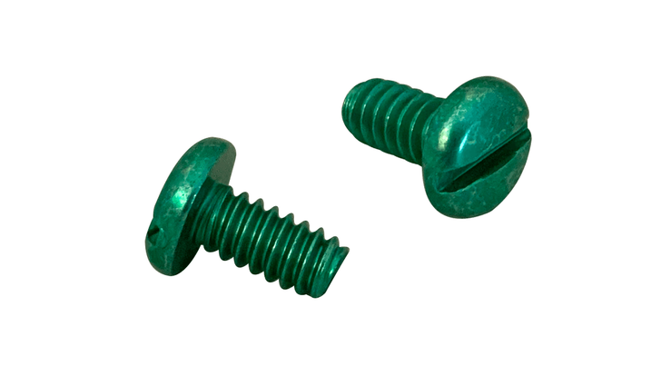 #10-24 x 3/8" Slotted Drive Pan Head Machine Screw, Steel, Zinc Green - FT (Box of 8000)
