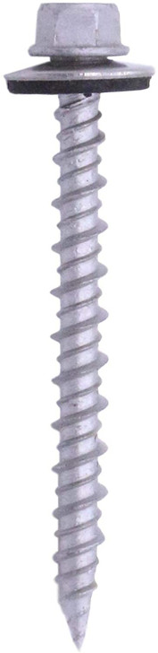 #9 x 2-1/2"  High Hex Washer Head w/ Neo Washer Pole Barn Screw, Type 17, Steel, Zinc Clear (1000 HR)