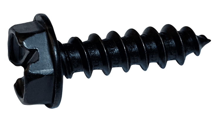 #8-18 x 3/8" Slotted Hex Washer Head Sheet Metal Screw, Type AB, Steel, Black Oxide Coated  (Box of 10000)