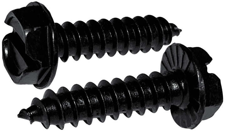 #10-16 x 1/2" Slotted Serrated Hex Washer Head Sheet Metal Screw, Type AB, Steel, Black Oxide Coated  (Box of 8000)