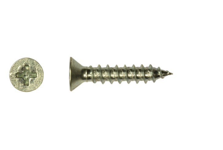 #8-15 x 2-1/2" Phillips Flat Head Sheet Metal Screw, Type A, Steel, Zinc Plated