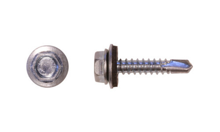 #8-18 x 3/4 Hex Washer Head  Tek Screw #2 Point, 410 SS with Neo Washer  (Case of 2000)