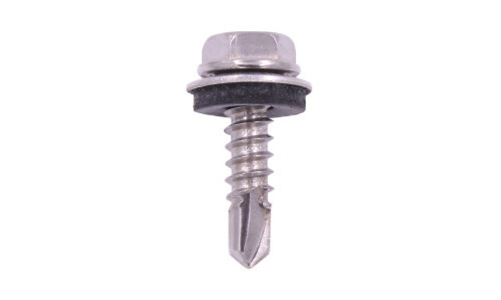 #10-16 x 3/4 Hex Washer Head  Tek Screw #3 Point, 410 SS with Neo Washer  (Case of 1500)