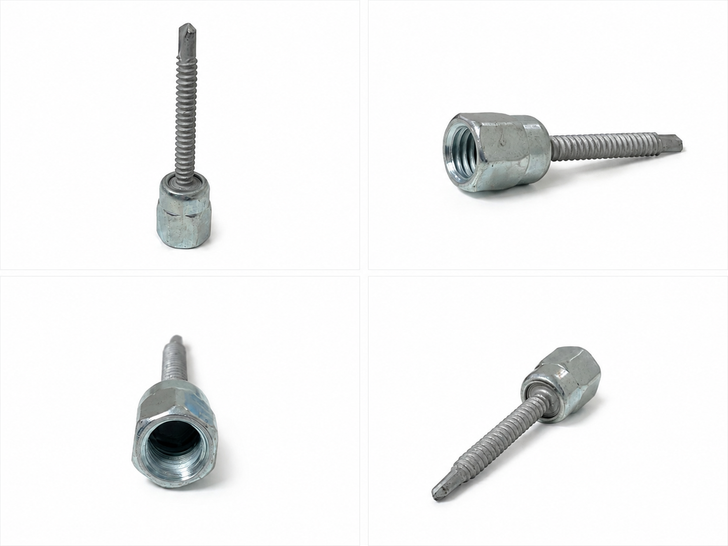 3/8" Vertical Threaded Rod Anchor for Steel, 3/8"-16 Rod, 1/4"-14 x 2" Screw