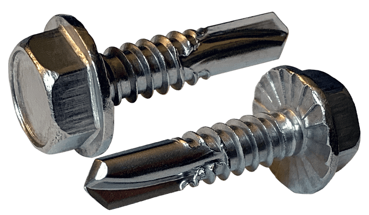 #14 x 1" Hex Washer Head, Serrated Tek Screw #3 Point, 18-8 SS 7/16" Hd (Box of 1,000)