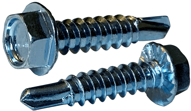 #8-18 x 5/8" Hex Washer Head, Serrated Unslotted Tek Screw, Steel Zinc Clear (1/4 Hex) (Box of 5,000)