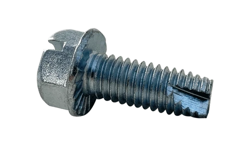 #10-32 x 1/4" Hex Washer Head, Serrated Slotted Thread Cutting Screw Type 23, Steel Zinc Clear (Box of 9,000)