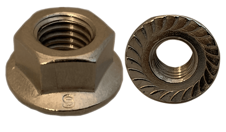 M10-1.5 Din 6923 Serrated Flange Nut, A2 (18-8) Stainless Steel (Box of 500)