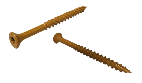 #9-9 x 2-1/2" Ceramic Tan Coated Deck Screw, Flat Head w/ Nibs, Star (Torx) Drive, Type 17 Point - PT (Box of 2,000)