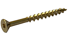#10 x 4" Zinc Yellow Exterior Wood Screw, Flat Head w/ Nibs, Star (Torx) Drive, Type 17 Point - PT (Box of 500)
