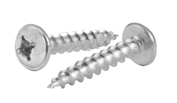#8-11 x 1/2" Quadrex Drive Round Washer Head Deep Thread Cabinet Screw, Steel, Zinc Clear - FT (Box of 8,000)