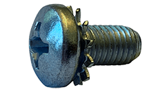#4-40 x 1-1/8" Pan Head Phillips SEMS Machine Screw, Zinc Clear (External Tooth L/W) (Box of 8,000)