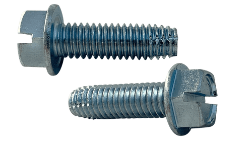#10-24 x 3/8" Hex Washer Head Slotted Thread Cutting Screw Type F, Steel Zinc Clear (Box of 10,000)