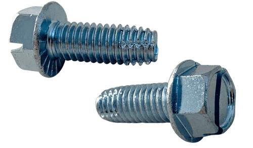 1/4"-20 x 3/4" Hex Washer Head Slotted Thread Cutting Screw Type F, Serrated, Steel Zinc Clear (Box of 3,000)