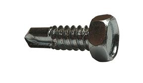 1/4"-14 x 1" Indented Hex Head Tek Screw #2 Point, Steel Zinc (Box of 2,000)