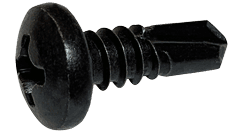 #8-18 x 7/8" Pan Head Phillips Tek Screw #2 Point, Steel Zinc Black (Box of 7,000)