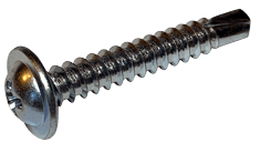 #12-14 x 1" Round Washer Head Phillips Tek Screw #2 Point, Steel Zinc (Box of 4,000)