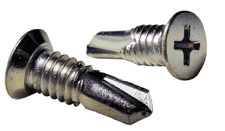 #12-24 x 11/16" Flat Head, Undercut Phillips Tek Screw, Machine Screw Thread, Steel Zinc Clear (Box of 5,000)