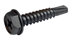 1/4"-14 x 3/4" Hex Washer Head Phillips Tek Screw #2 Point, Steel Silver Ruspert (Box of 3,000)