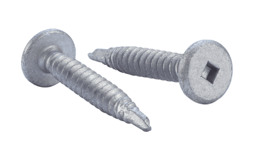 1/4"-14 x 2" Pancake Head Square Tek Screw #1 Point, Steel Silver Ruspert (Box of 1,000)