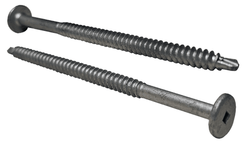 1/4"-14 x 4" Pancake Head Square Tek Screw #1 Point, Steel Silver Ruspert (1000 HR) (PT) (Box of 500)