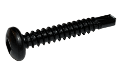 #10-16 x 1-1/2" Pan Head Square Tek Screw #2 Point, Steel Black Oxide (Box of 1,000)