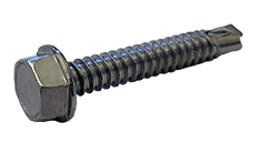 1/4"-14 x 2" Hex Washer Head Tek Screw #2 Point, 410 SS (Box of 1,000)
