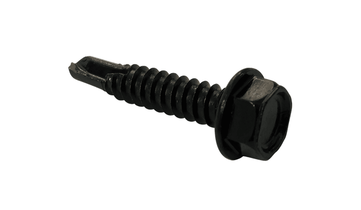#6-20 x 1/4" Hex Washer Head Tek Screw #2 Point, Steel Black Oxide (Box of 10,000)