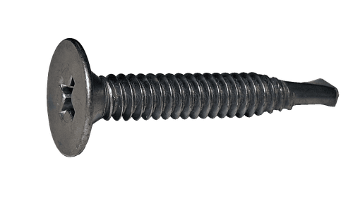 #10-24 x 1-1/4" Wafer head Phillips Tek Screw #3 Point, Machine Screw Thread, Steel Silver Ruspert (1000 HR) (Box of 3,000)