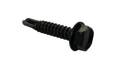 1/4"-14 x 1/2" Hex Washer Head Tek Screw #2 Point, Steel Zinc Black (Box of 3,000)