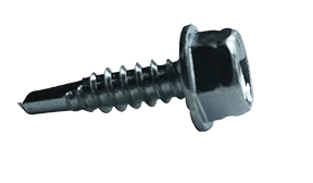 #10-16 x 1-1/2" High Hex Washer Head, Serrated Tek Screw #3 Point, Steel Zinc (Box of 3,000)