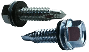1/4"-14 x 1-1/4" Hex Washer Head Tek Screw #2 Point, Steel Zinc with Neo Washer (Box of 1,000)