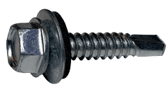 #10-16 x 2" Hex Washer Head Tek Screw #2 Point, Steel Silver Ruspert with Neo Washer (Box of 1,500)