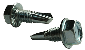 #10-24 x 3/4" Hex Washer Head, Serrated Tek Screw #2 Point, Steel Zinc (Box of 5,000)